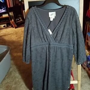 Nature Grey Lined XL V-Neck Lace 3/4 Sleeve